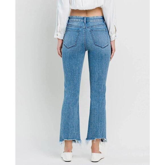 FLYING MONKEY Women's Frayed Hem Straight Leg Jeans Size 28 In Light Blue - Picture 2 of 16